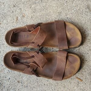 Tilla cork wedge leather sandals